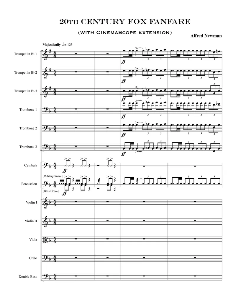 20th Century Fox Fanfare (with CinemaScope Extension) score preview