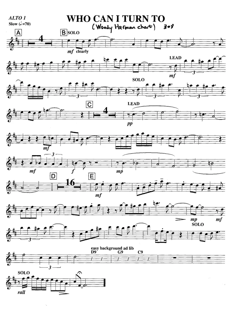 Who Can I Turn To (Nat Pierce) W.Herman score preview