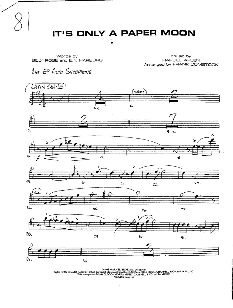 It's Only A Paper Moon score preview