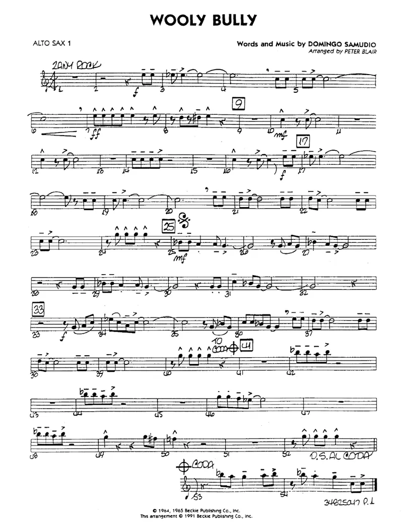 Wooly Bully score preview