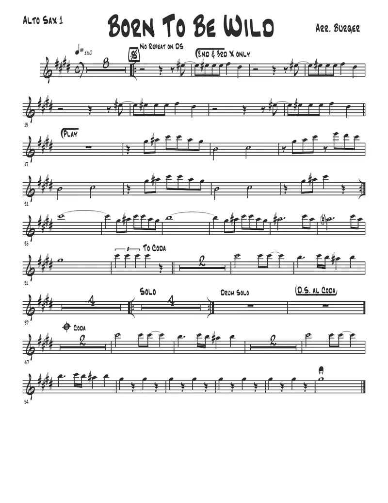 Born To Be Wild score preview