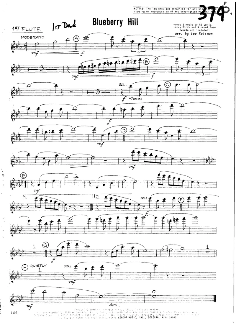 Blueberry Hill score preview