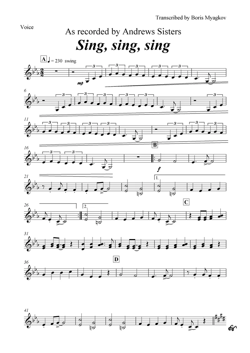 Sing Sing Sing score preview