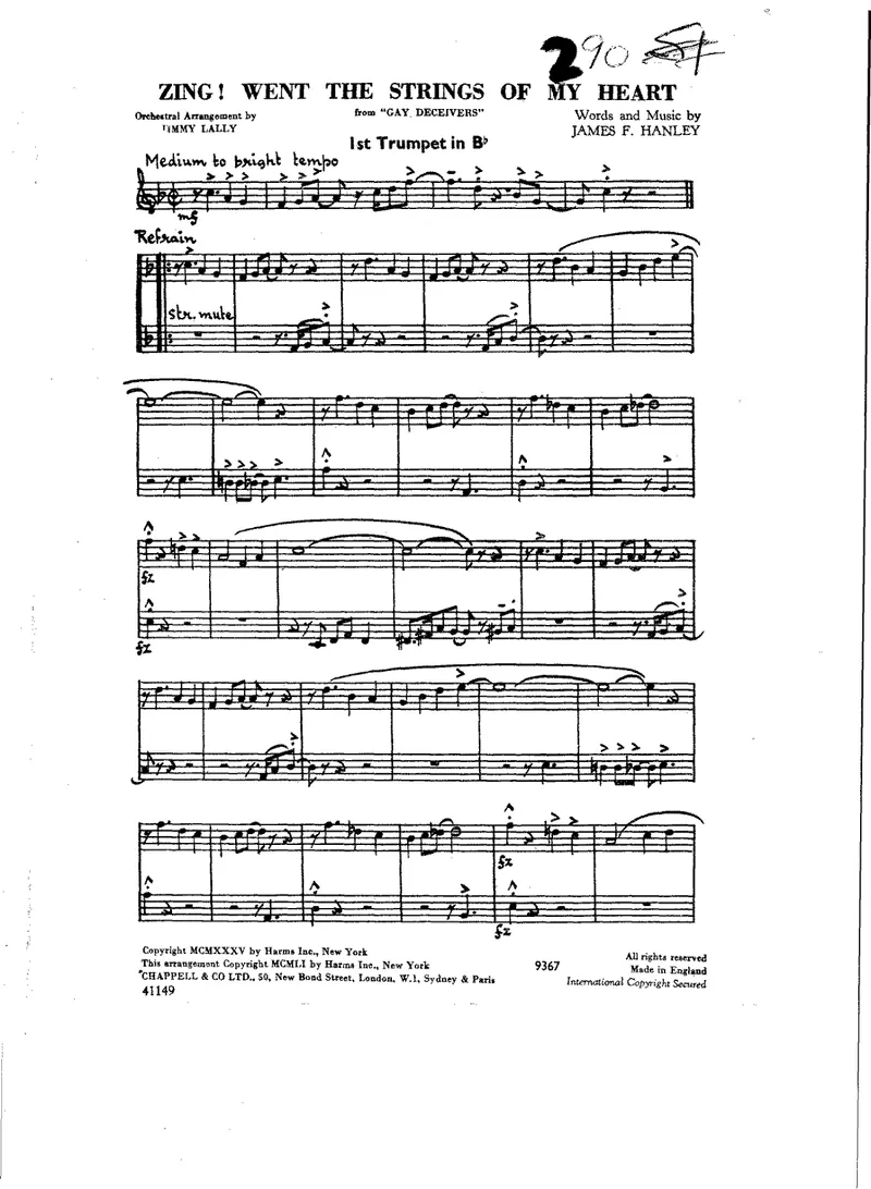 Zing Went The Strings Of My Heart score preview