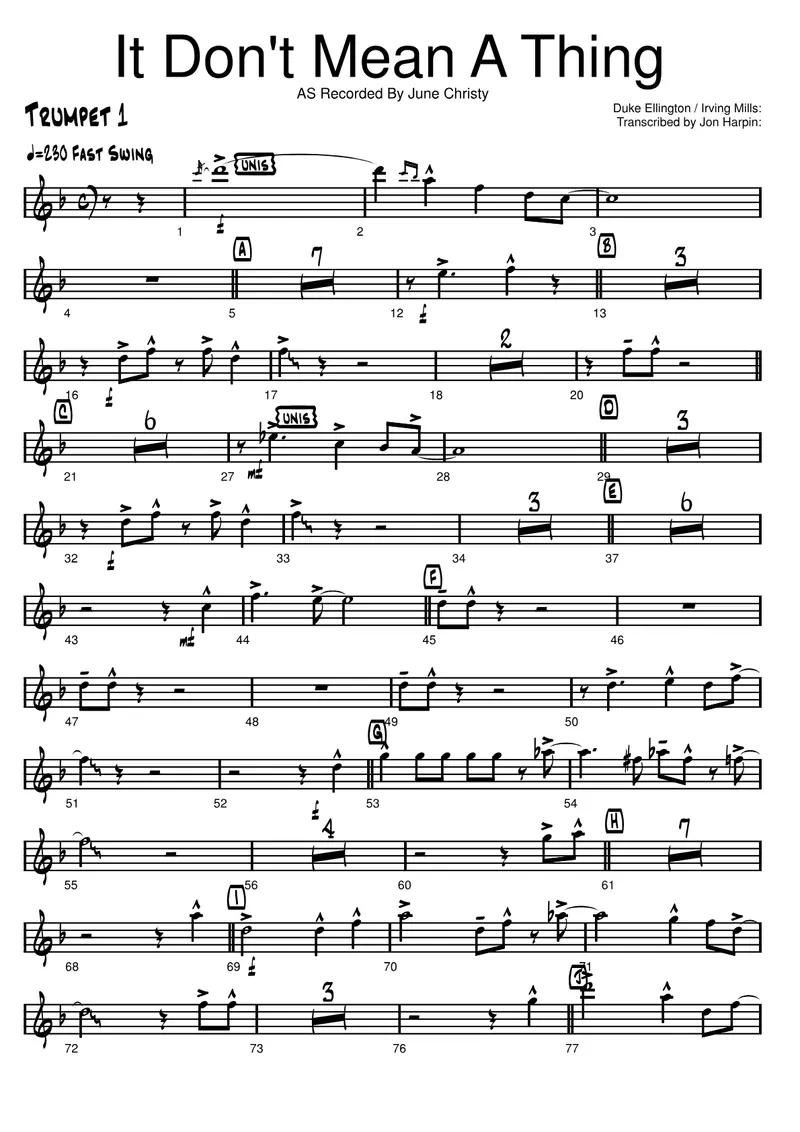 It Don't Mean A Thing score preview