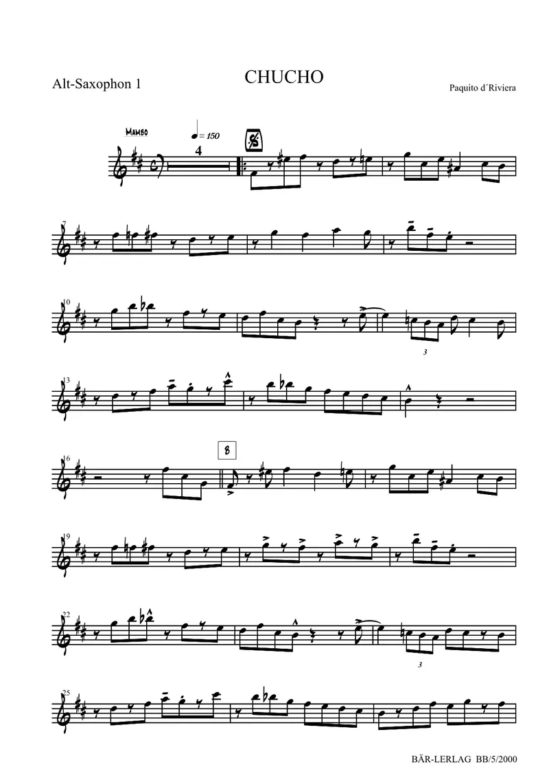 Chucho (Paquito D'Rivera) Dirk Klawitter score preview