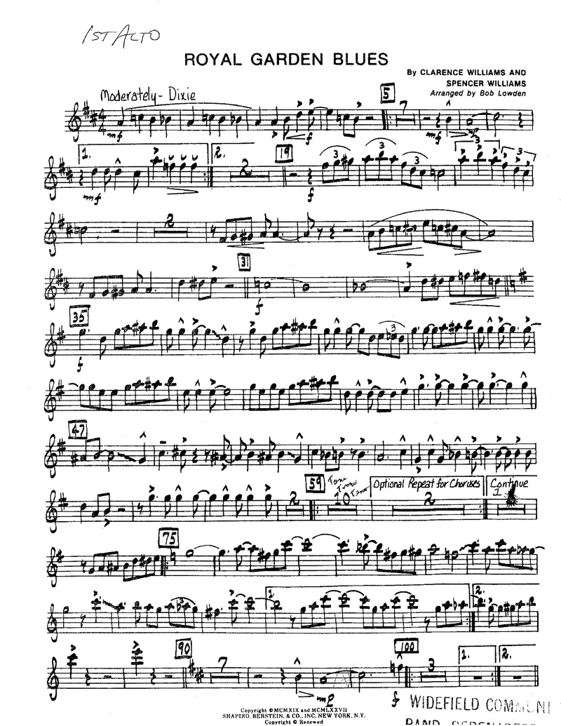 Royal Garden Blues score preview