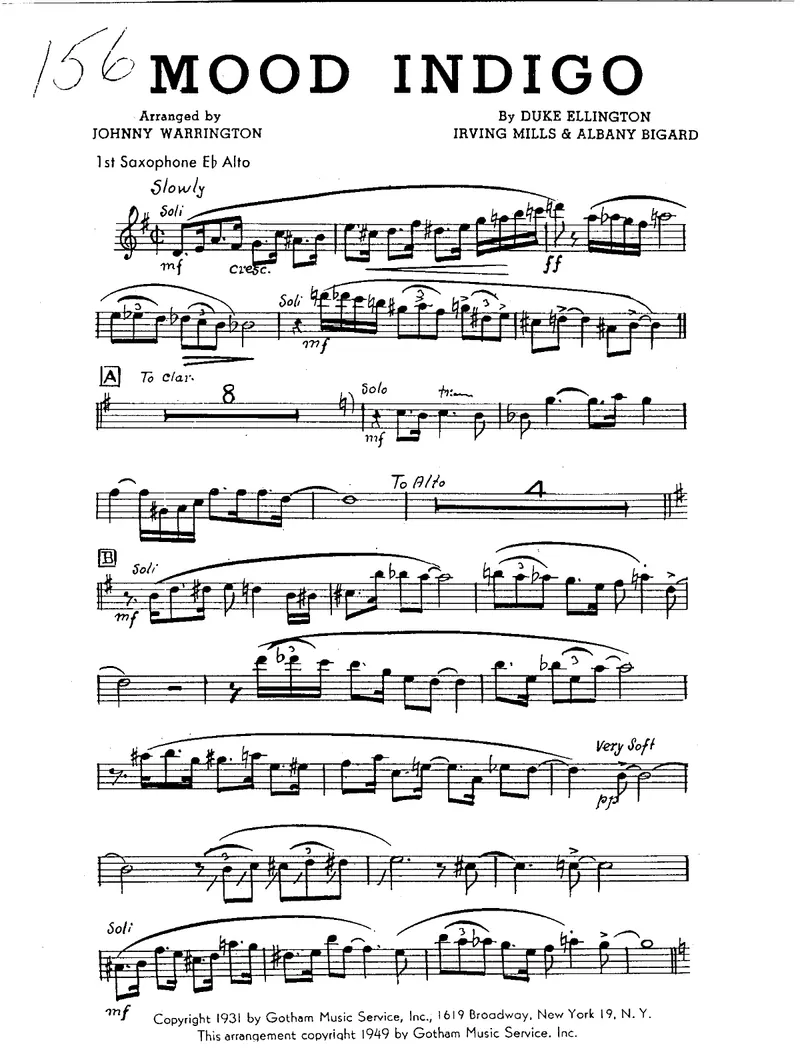Mood Indigo score preview