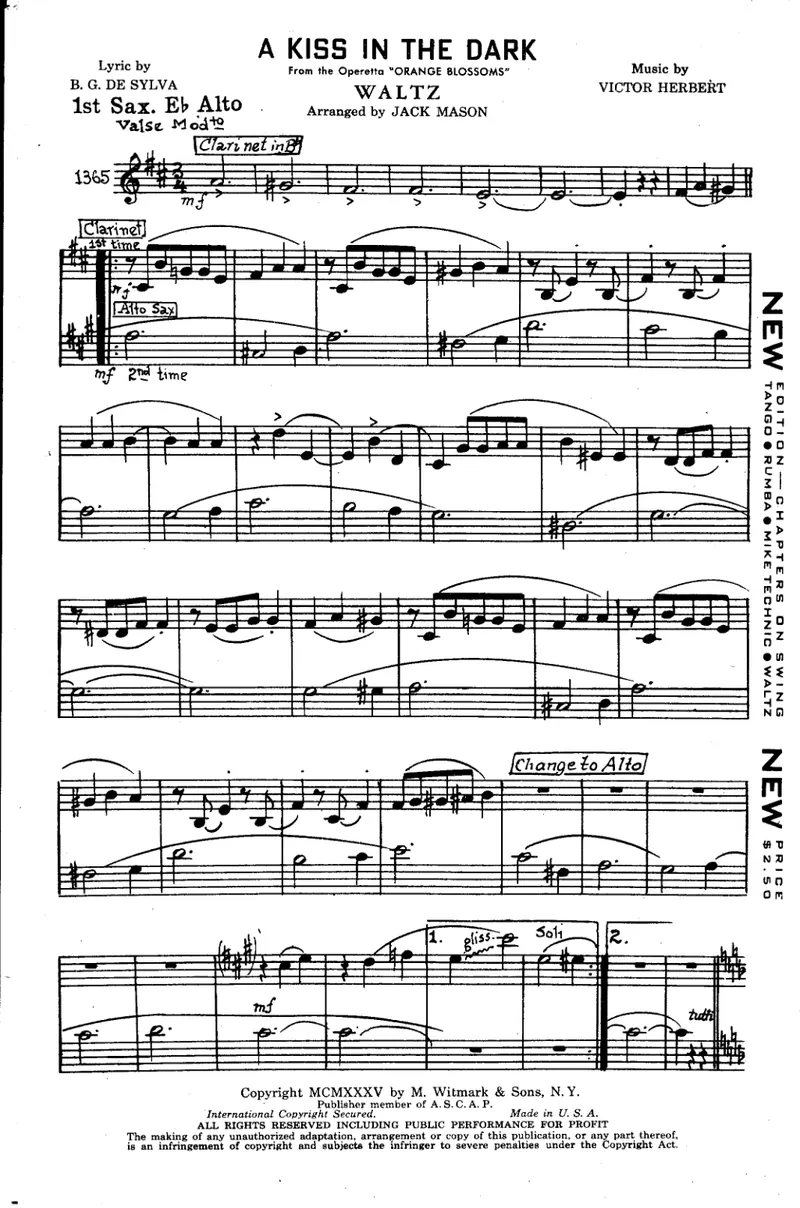 A Kiss In The Dark score preview