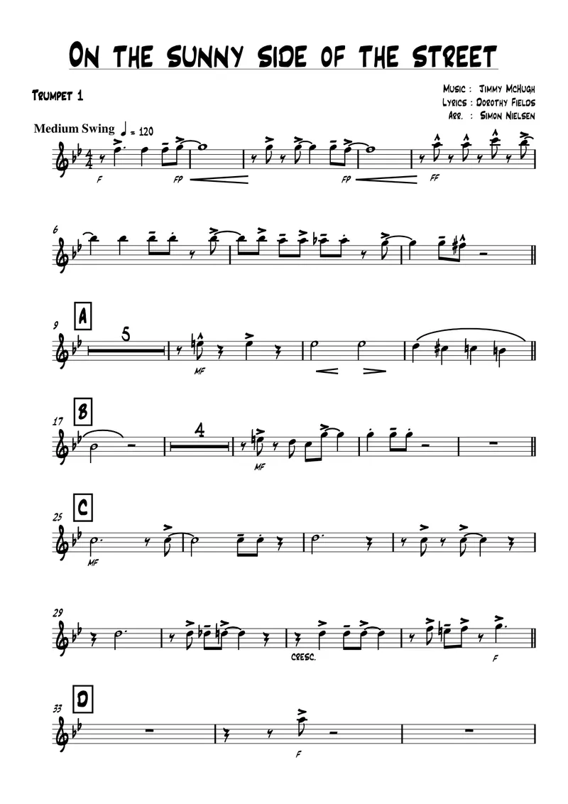 On The Sunny Side of The Street score preview