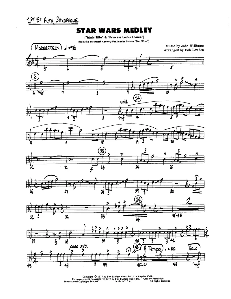 Star Wars Medley score preview