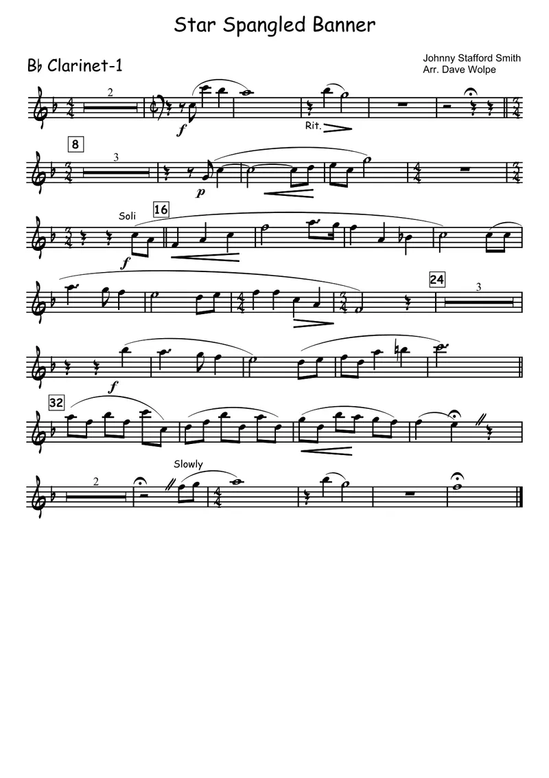 Star Spangled Banner score preview