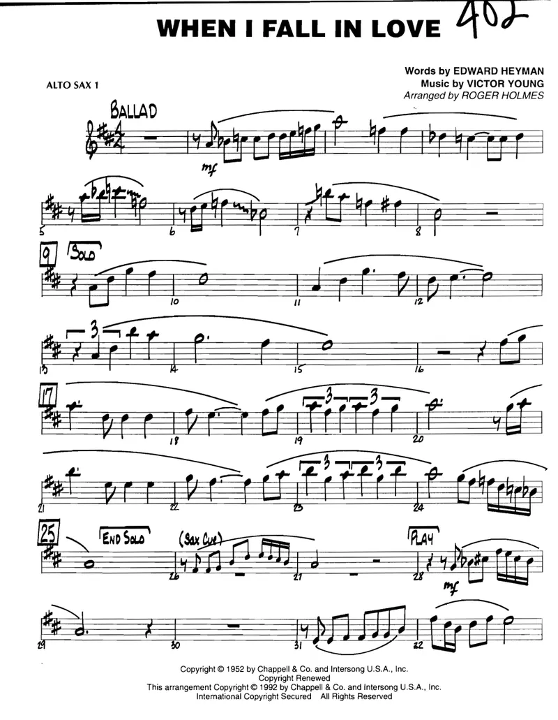 When I Fall In Love score preview