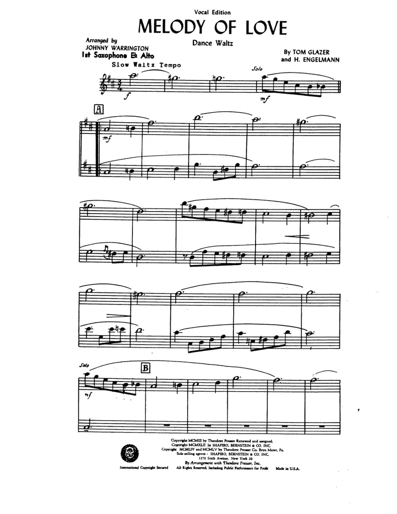 Melody Of Love score preview
