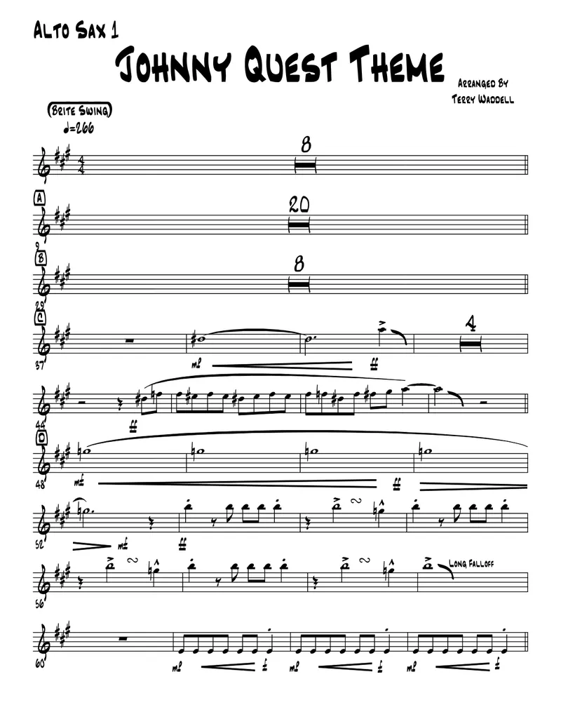 Johnny Quest Theme score preview