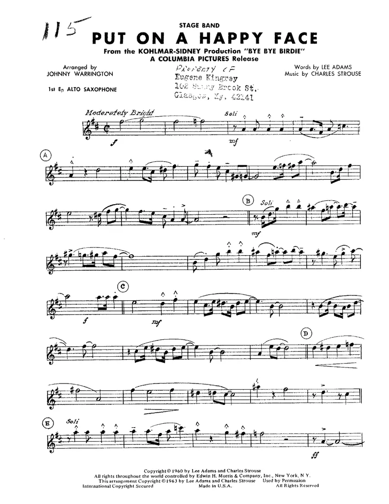 Put On A Happy Face score preview