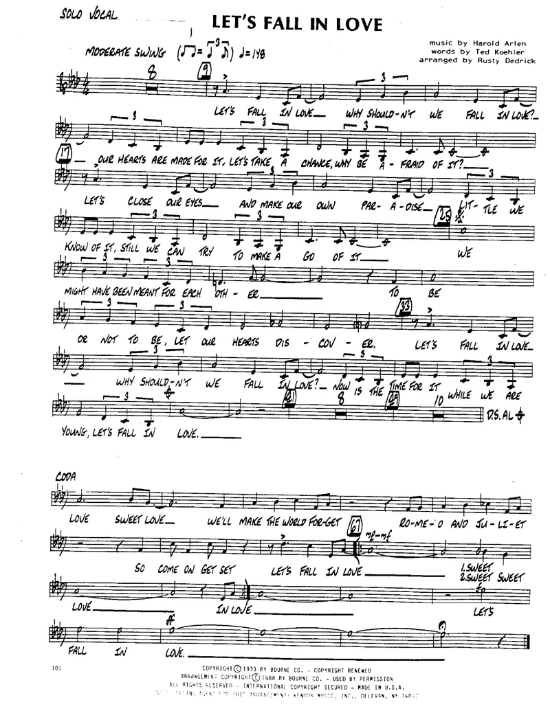 Let's Fall In Love score preview