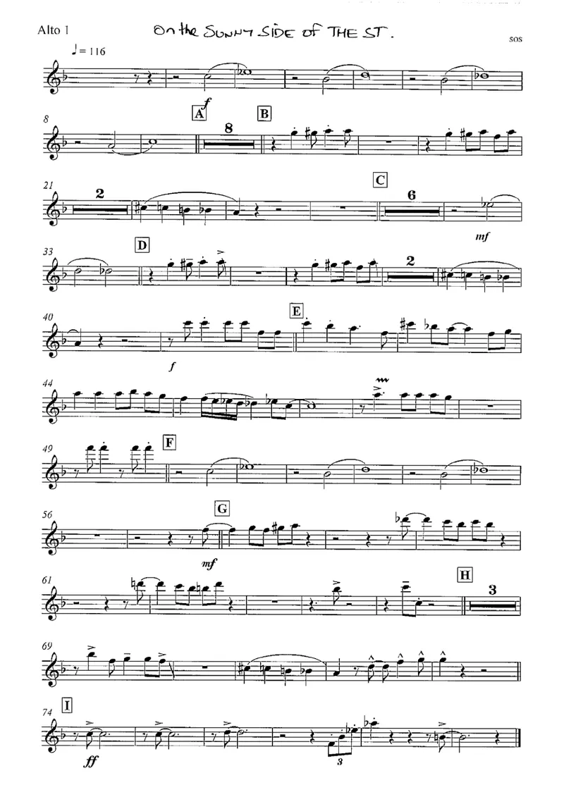 On The Sunny Side Of The Street score preview