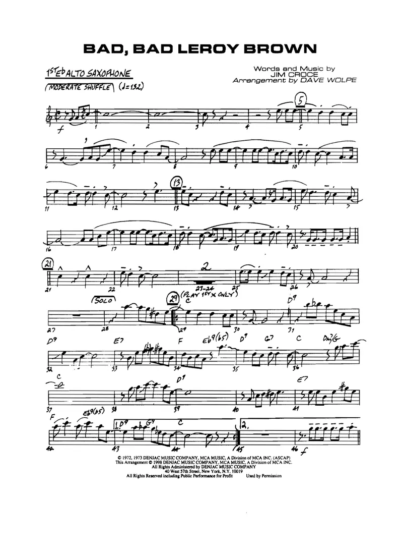 Bad, Bad Leroy Brown score preview