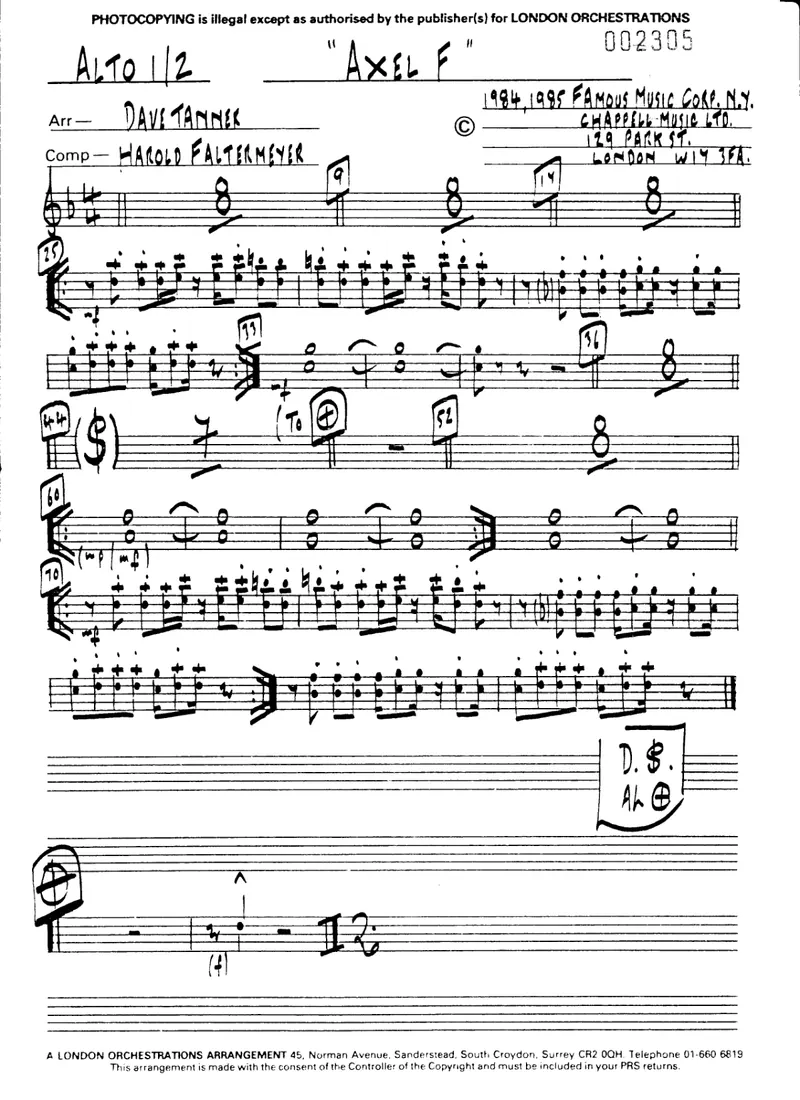 Axel F (Beverly Hills Cop Theme) score preview
