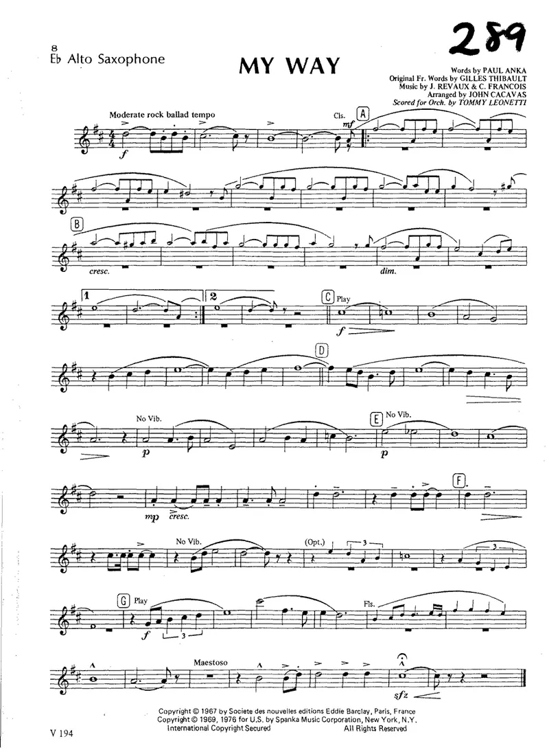 My Way score preview