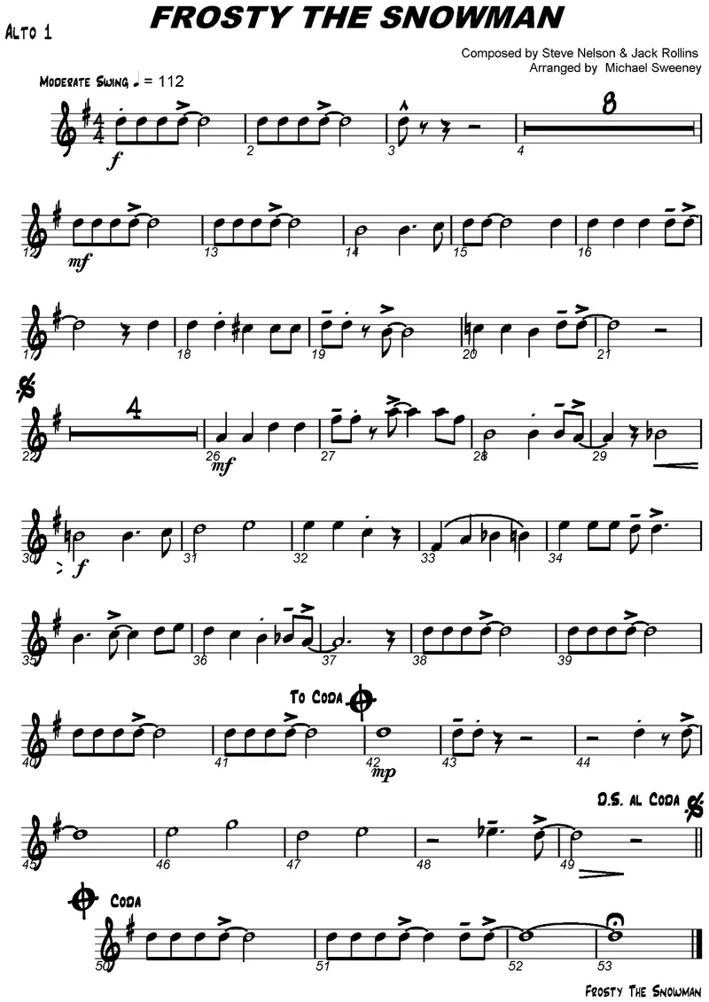 Frosty The Snowman score preview