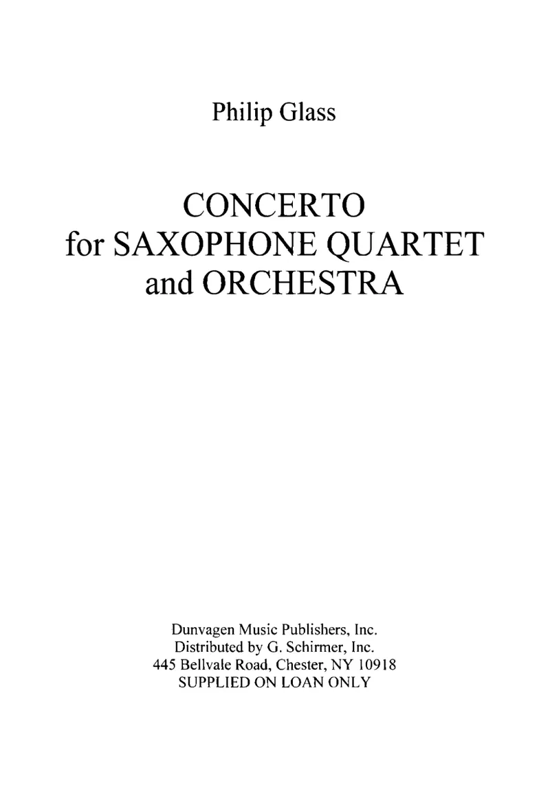Concerto For Saxophone Quartet & Orchestra preview page 1