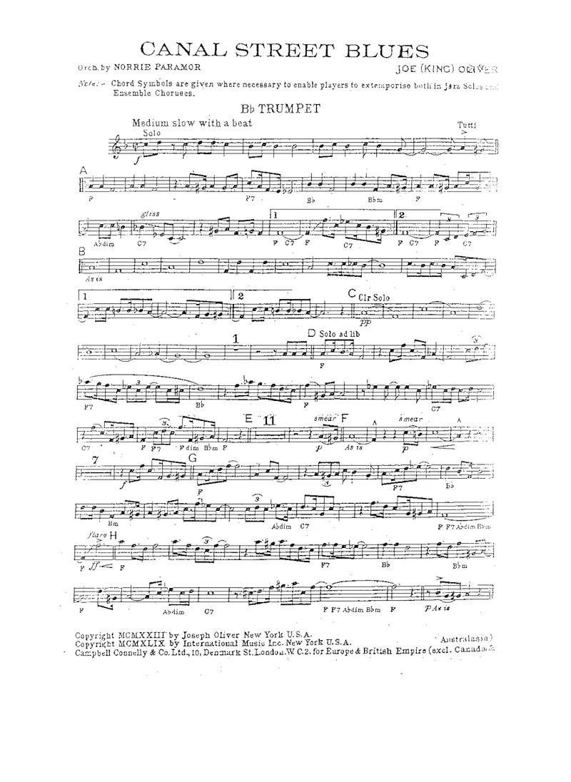 Canal Street Blues score preview