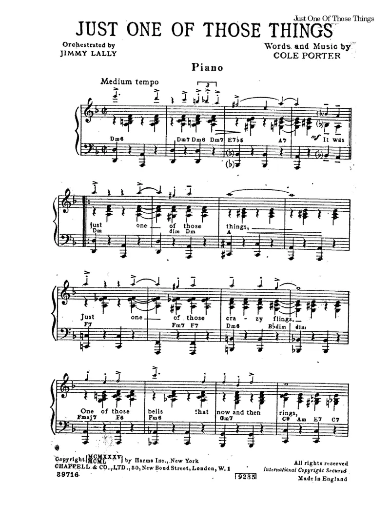 Just One Of Those Things score preview