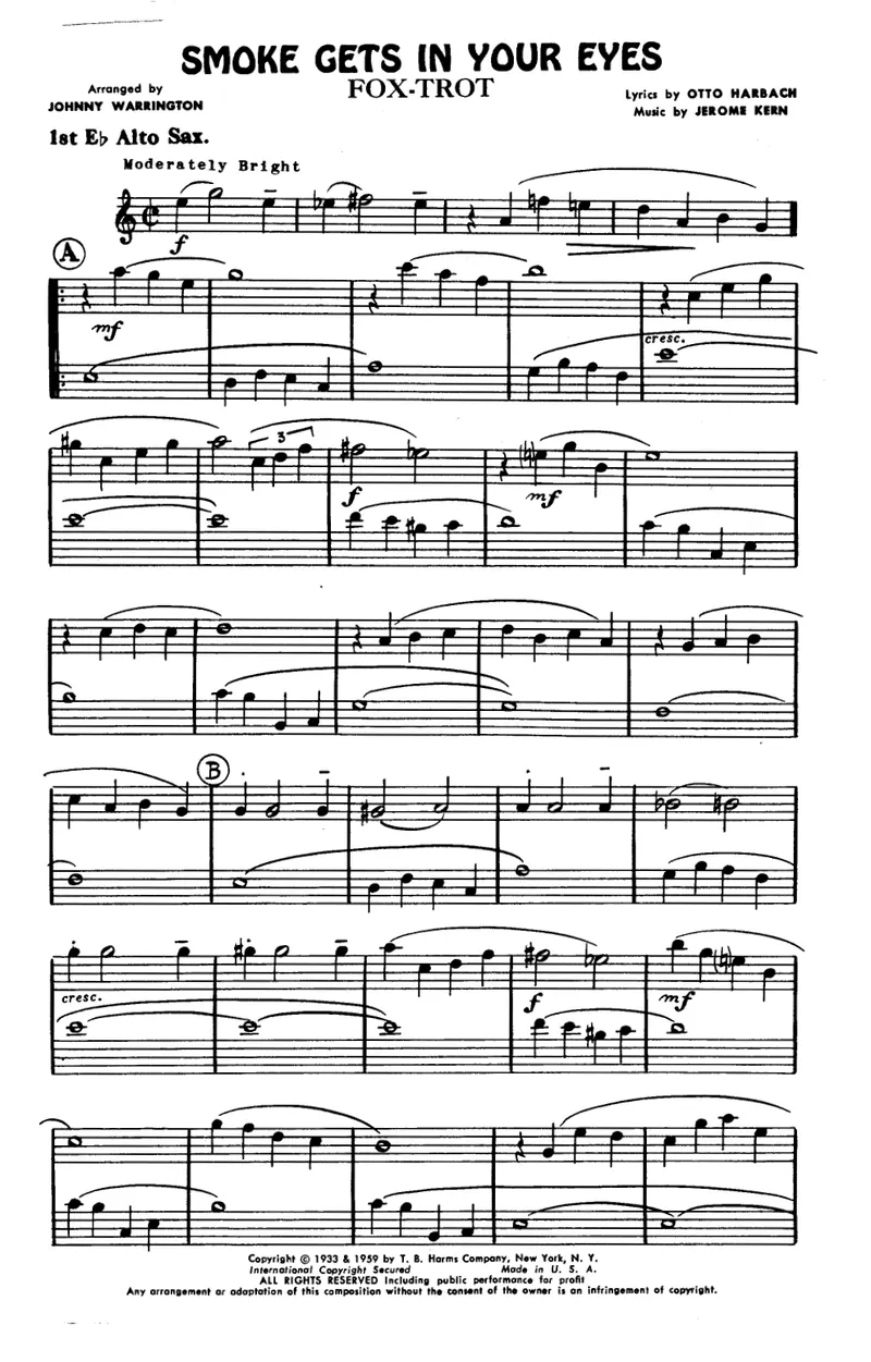 Smoke Gets In Your Eyes score preview