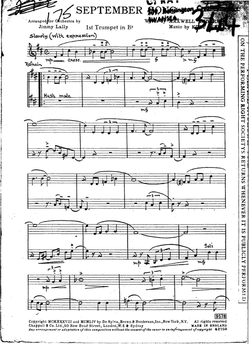 September Song score preview