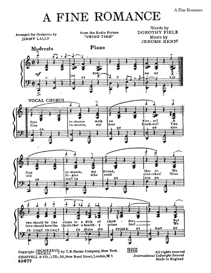 A Fine Romance score preview