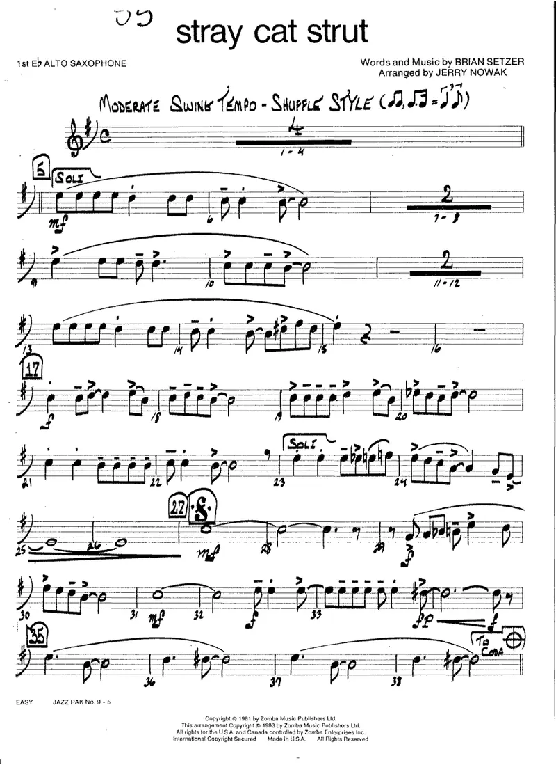 Stray Cat Strut score preview