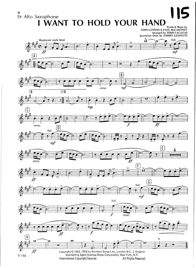 I Want To Hold Your Hand score preview