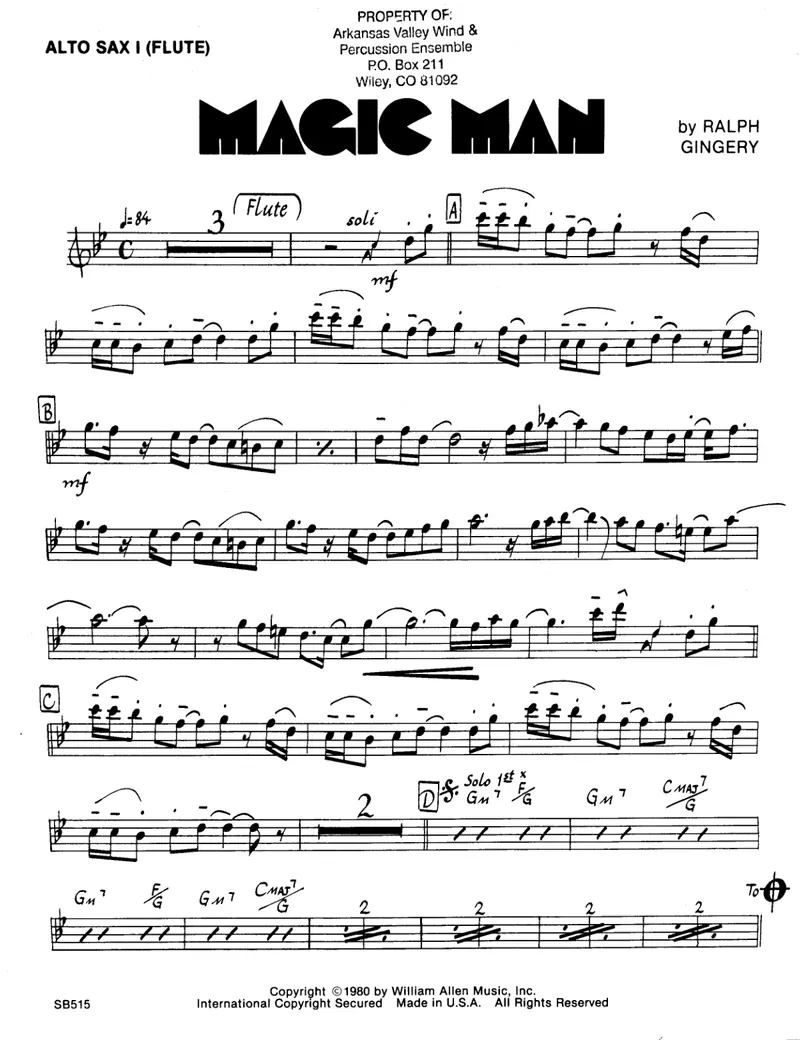 Magic Man score preview