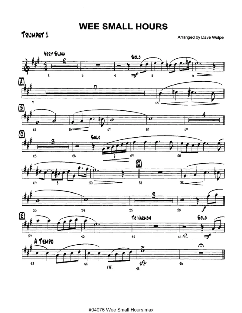 Wee Small Hours score preview