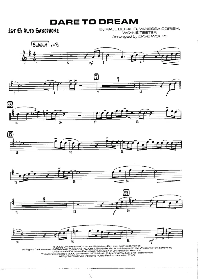 Dare To Dream score preview
