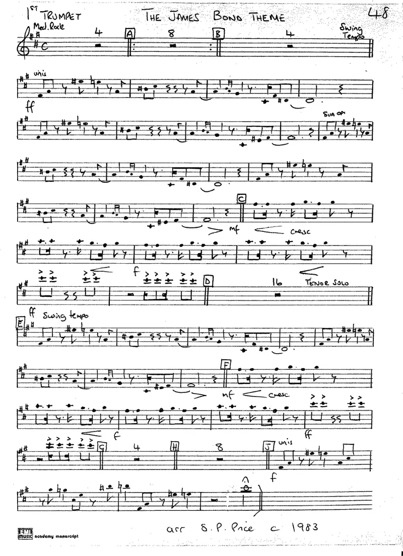 James Bond Theme score preview