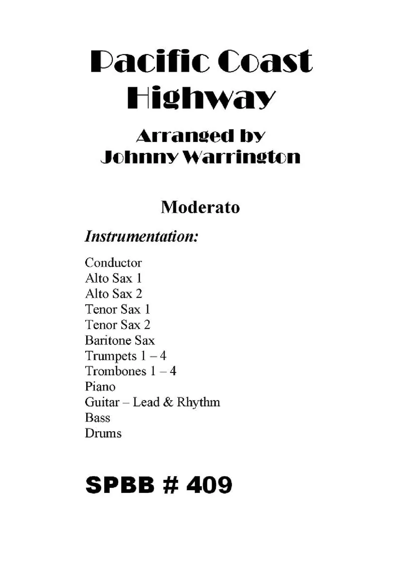 Pacific Coast Highway score preview