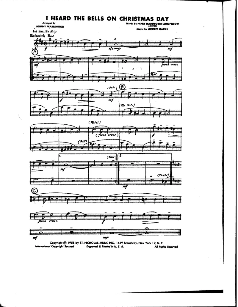I Heard The Bells On Christmas Day score preview