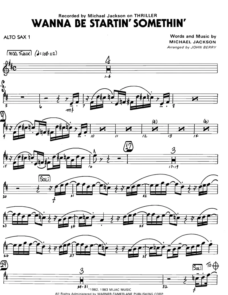 Wanna Be Startin' Somethin' score preview