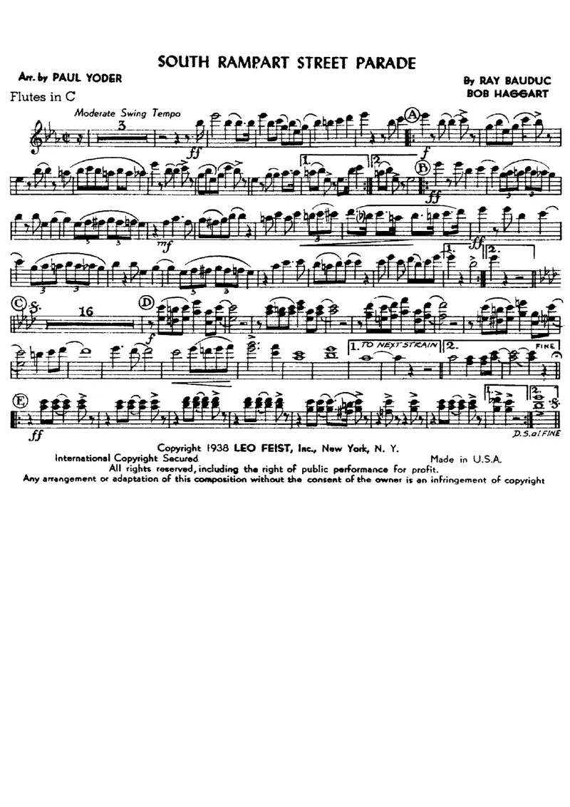 South Rampart Street Parade score preview