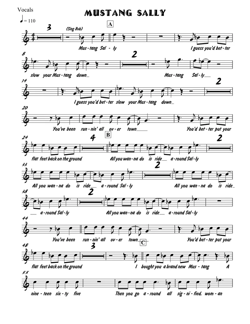 Mustang Sally score preview