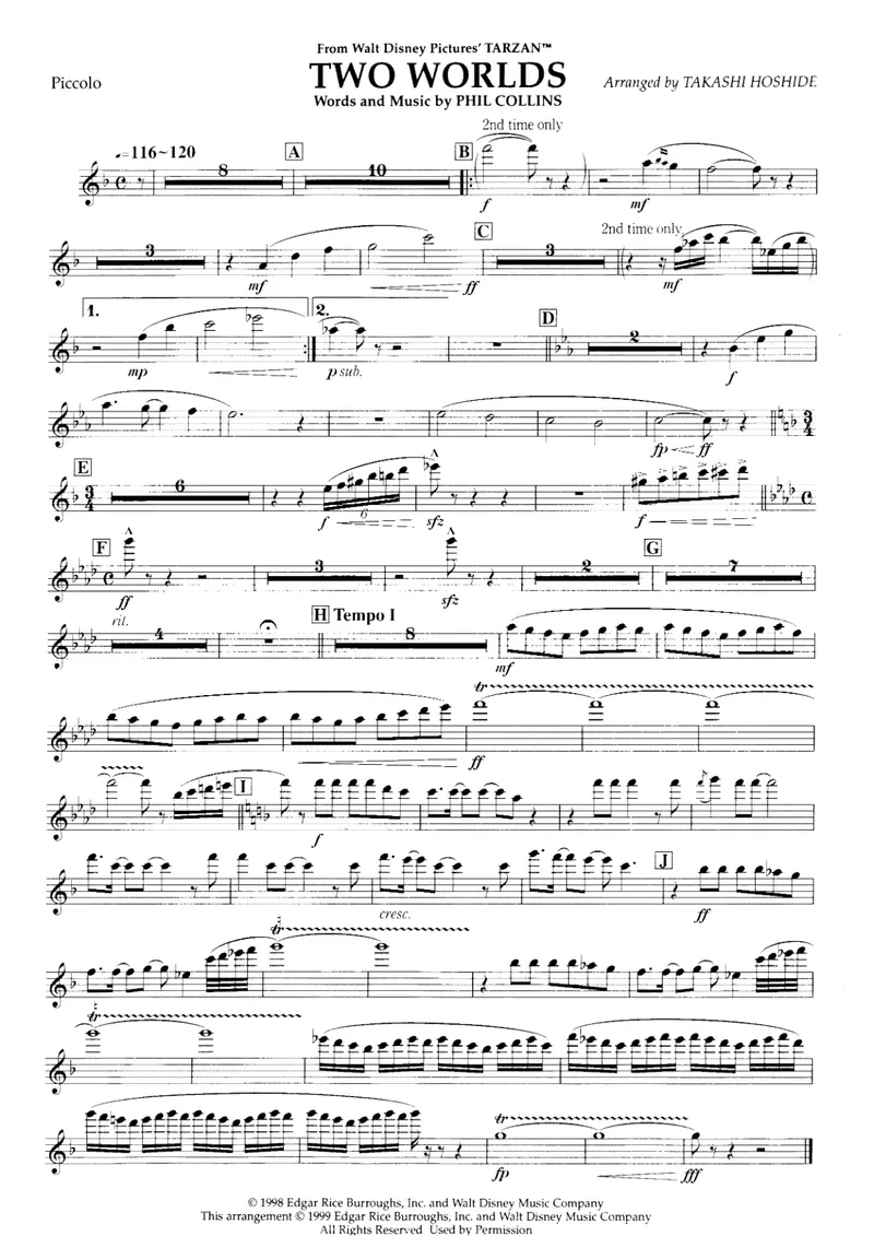 Two World's (From Tarzan) score preview