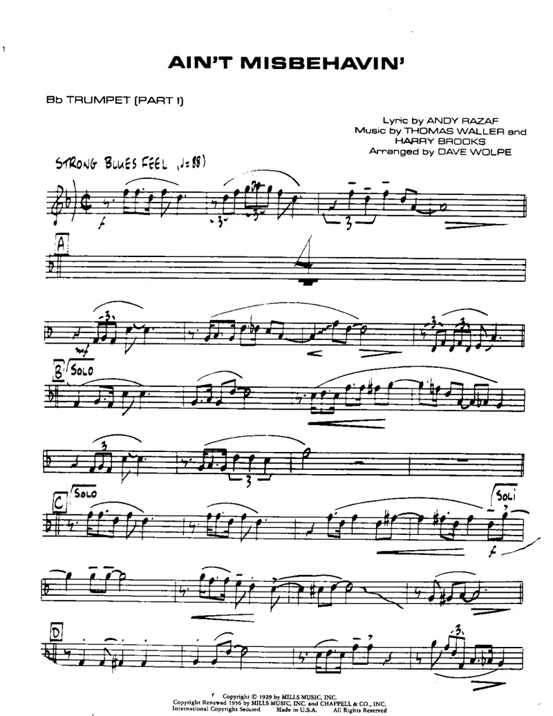 Ain't Misbehavin' score preview