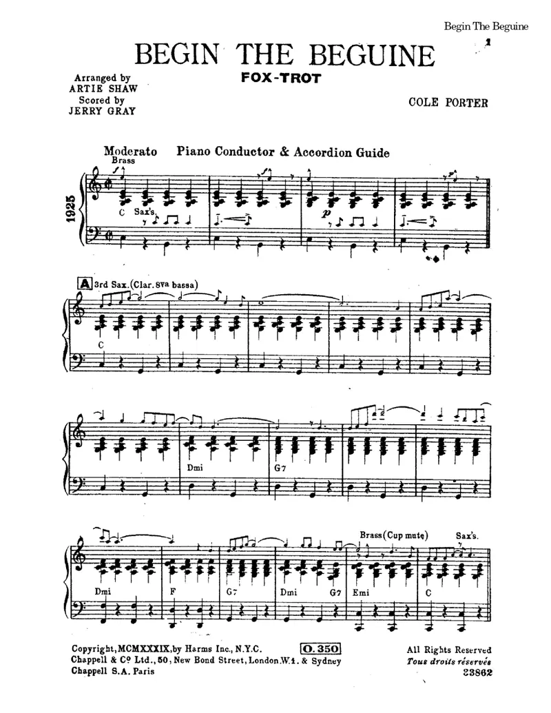 Begin The Beguine score preview