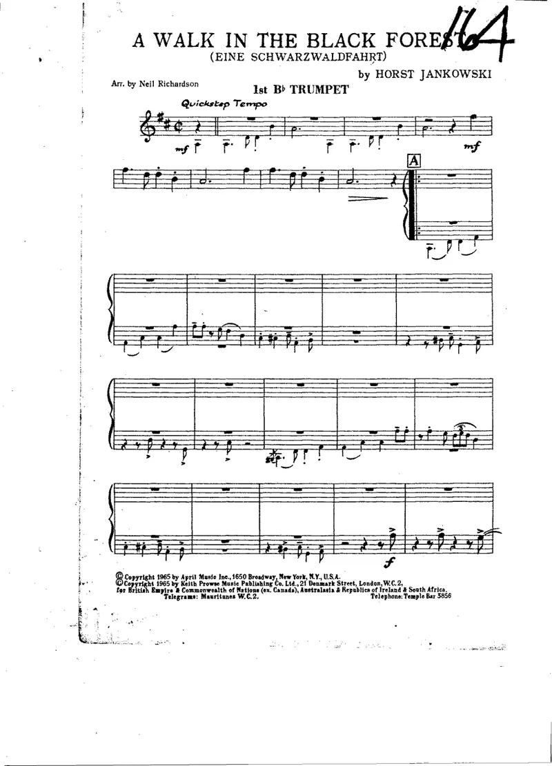 A Walk In The Black Forest score preview