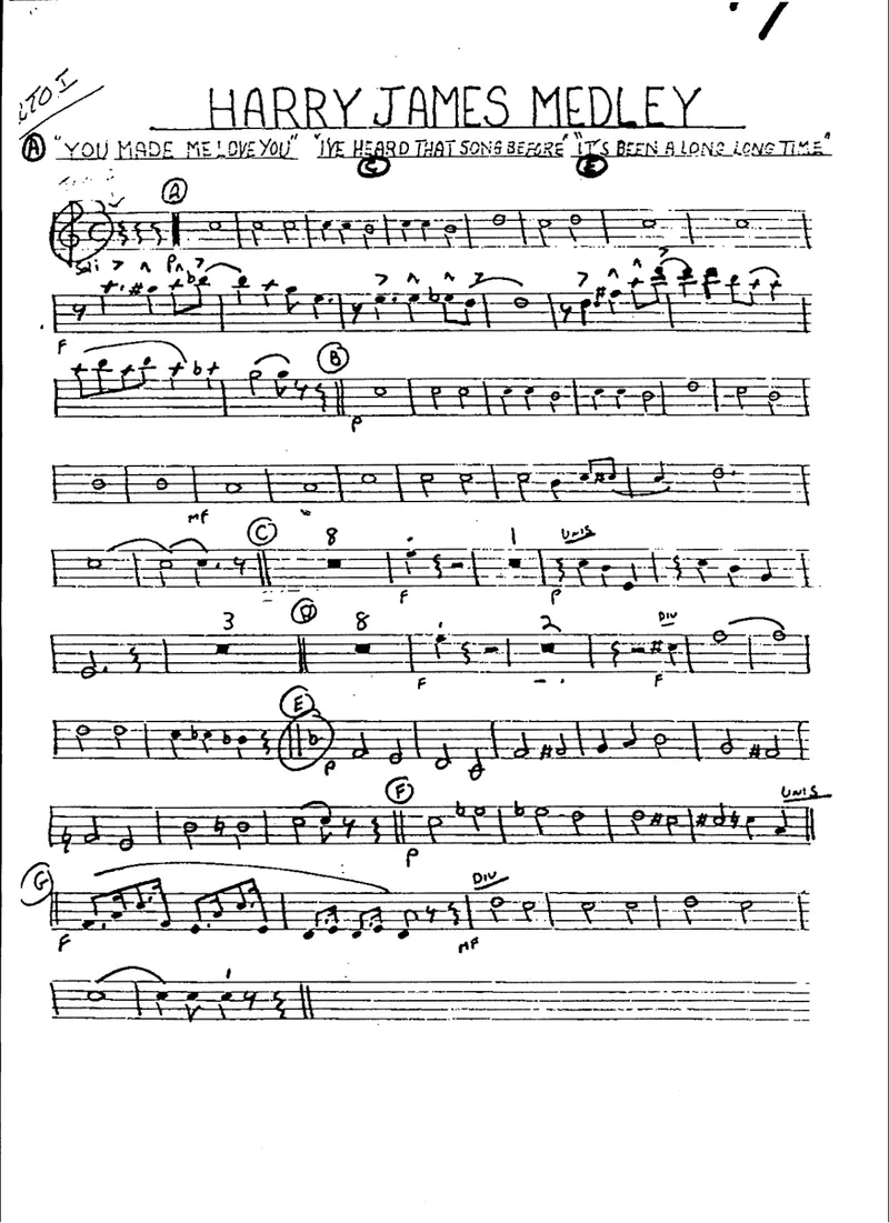Harry James Medley score preview