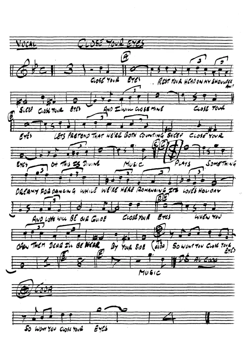 Close Your Eyes score preview