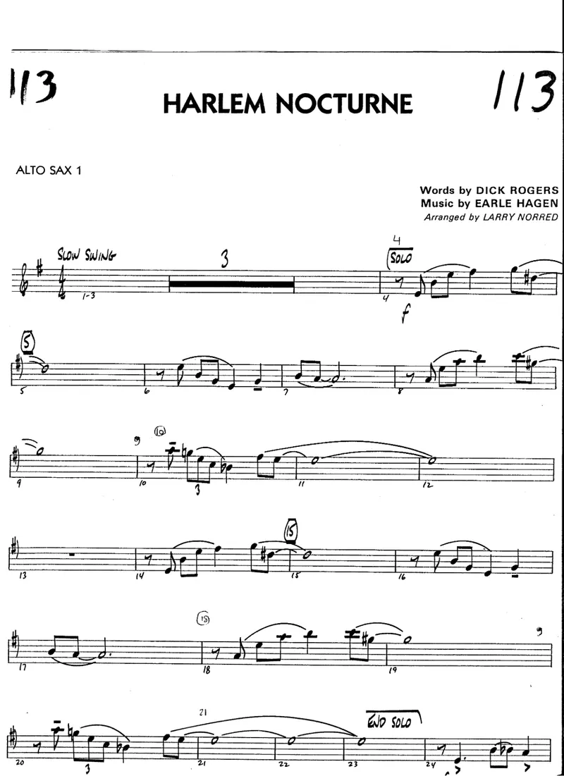 Harlem Nocturne score preview